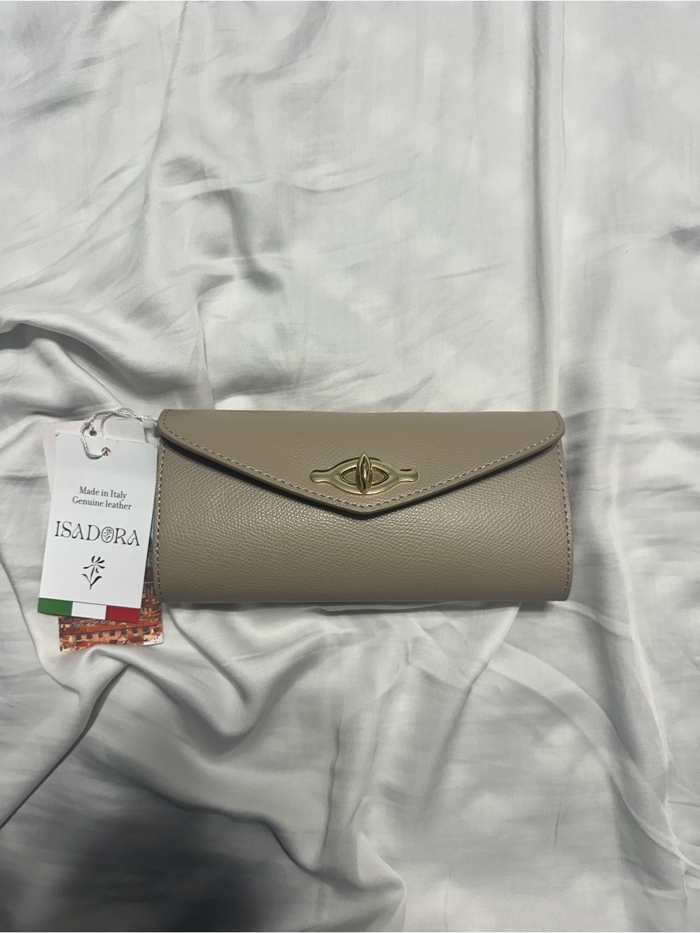 Beige Genuine Leather Clutch